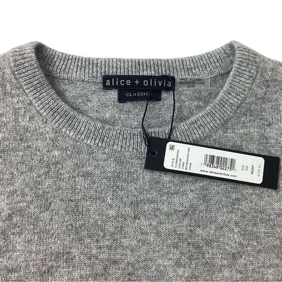ALICE + OLIVIA NWT Size XS Carolann Shrunken Pullover Heather Grey Sweater Gray - Picture 5 of 10